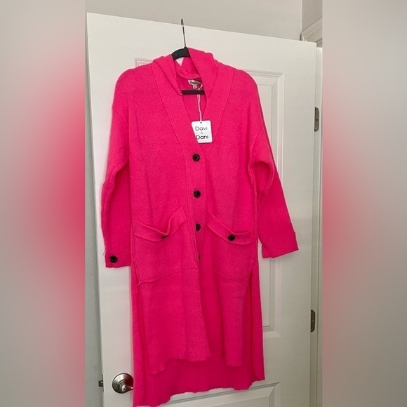 Hot!! Hot Pink! Midi Coat Sweater - Picture 7 of 7